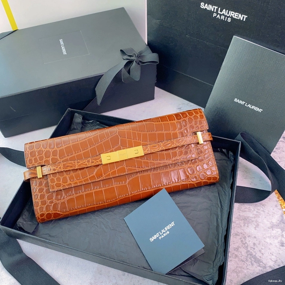 YSL LEATHER CLUTCH CROCODILE-EMBOSSED IN MANHATTAN 0712